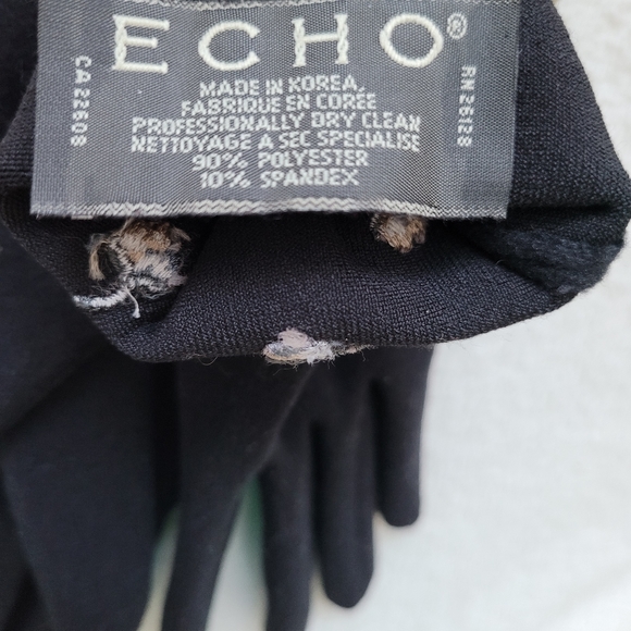 ECHO | Vintage Embroidered Floral Gloves NEW Ladies Small Black - Picture 9 of 12